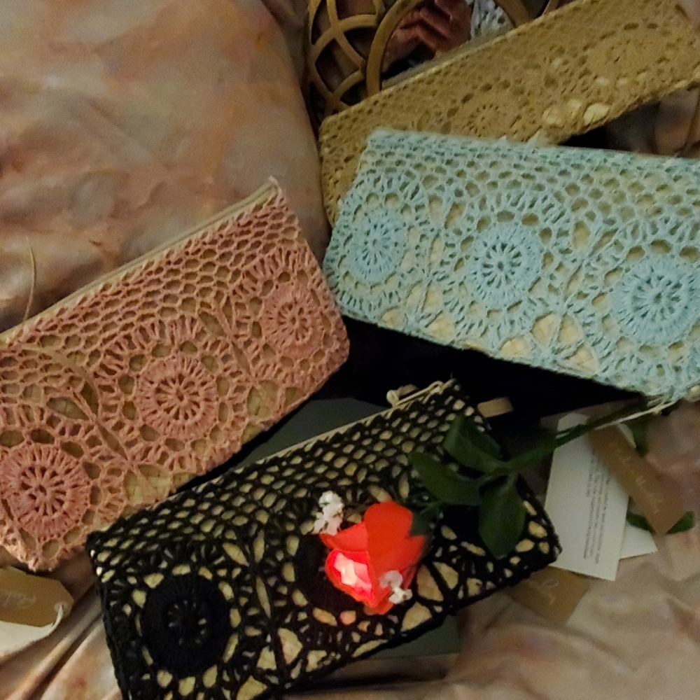 Artisan boho clutches made by balinisians N.W.T.